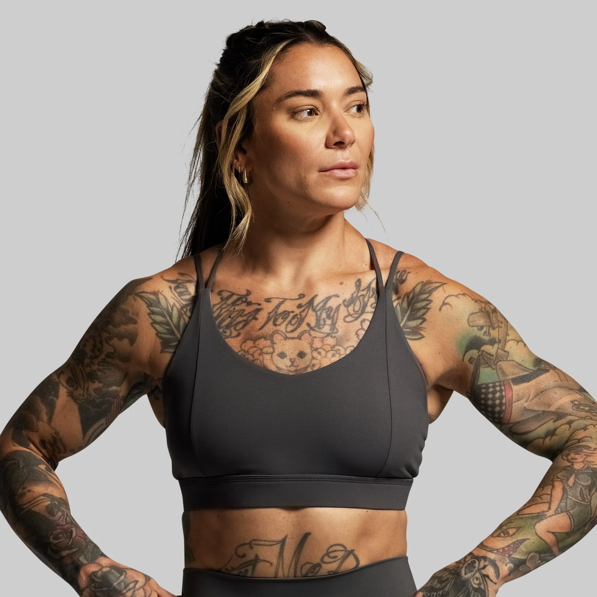 Exhale Sports Bra (Gunmetal) Backless