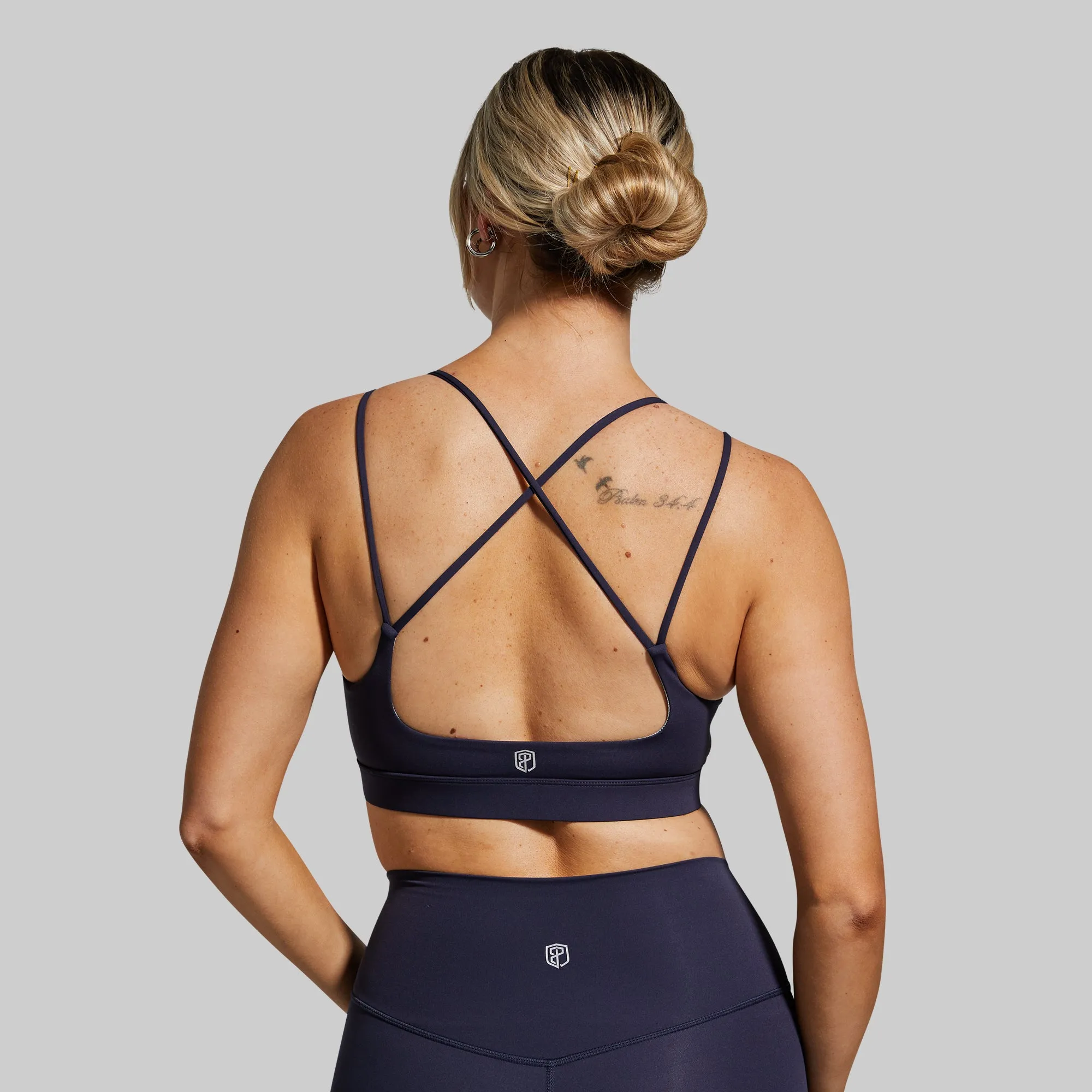 Exhale Sports Bra (Navy) Embellished seams