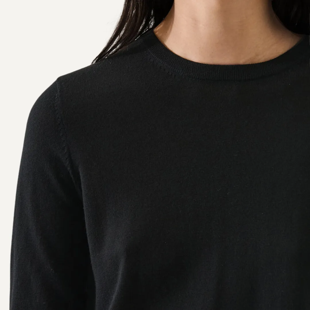 Cable Stitch Extra Fine Merino Classic Crew (Black)