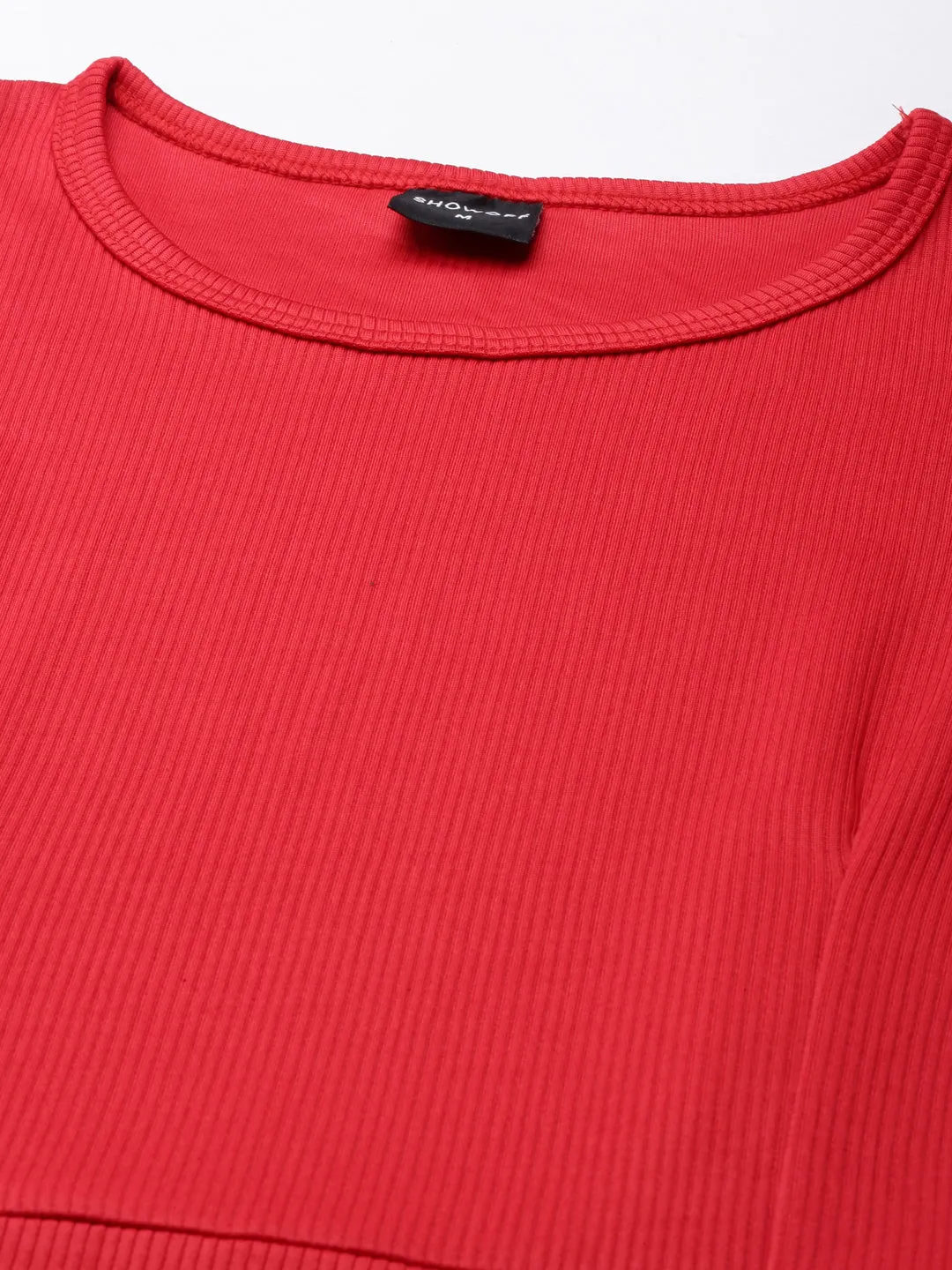 Versatile Wear Daywear Fit Women's Red Round Neck Sheath Dress