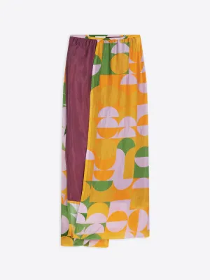 Silk wrap skirt raw hem Opaque Lining