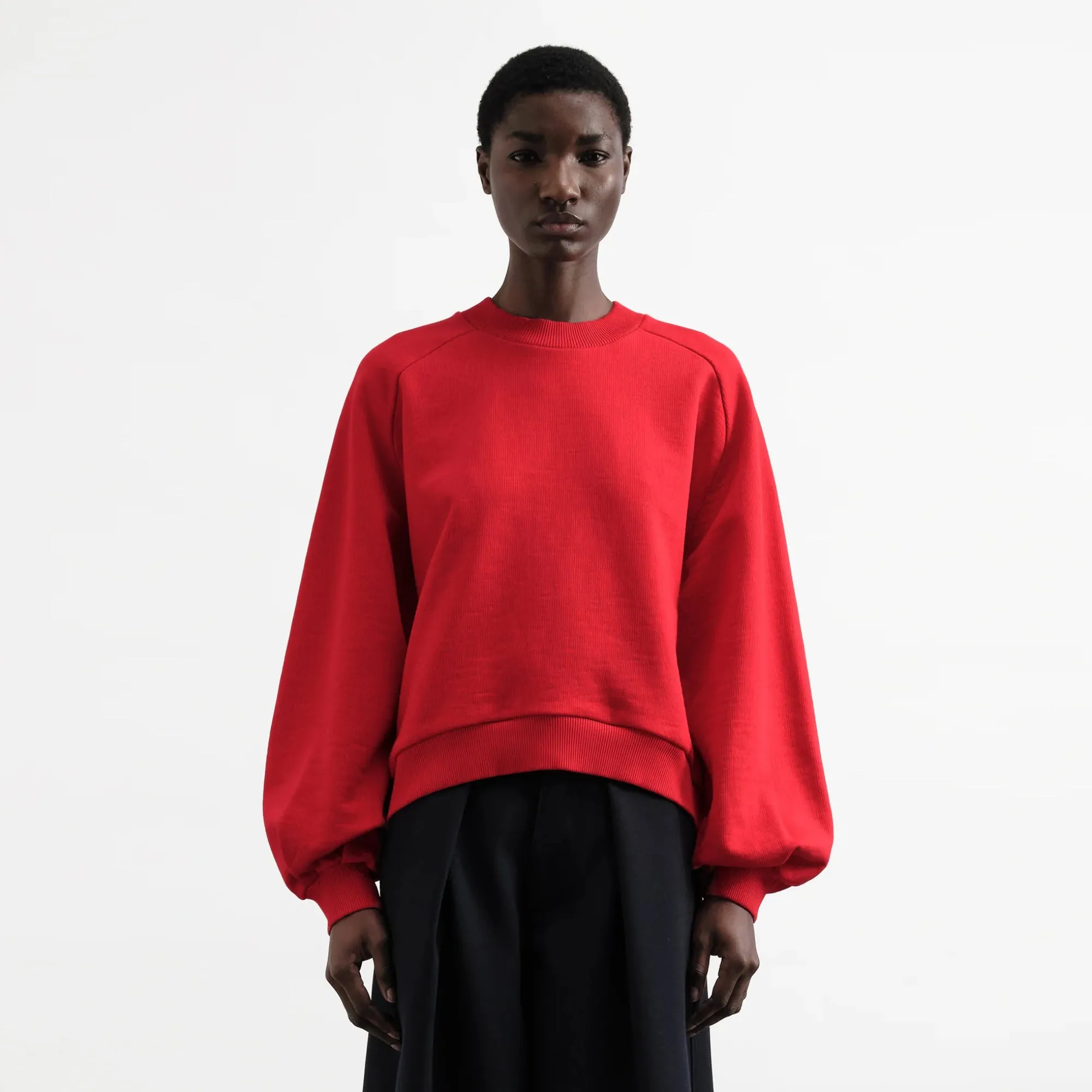 product gift worthy appeal product weekday wearability Bellow Sleeve Sweatshirt (Red)