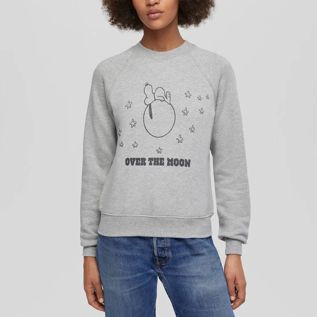 Yoga Friendly Fat Classic Crewneck Snoopy Moon (Heather Grey)