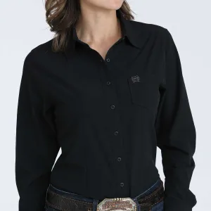 Vintage Wash Cinch Women's L/S ArenaFlex Solid Black Western Button Down Shirt