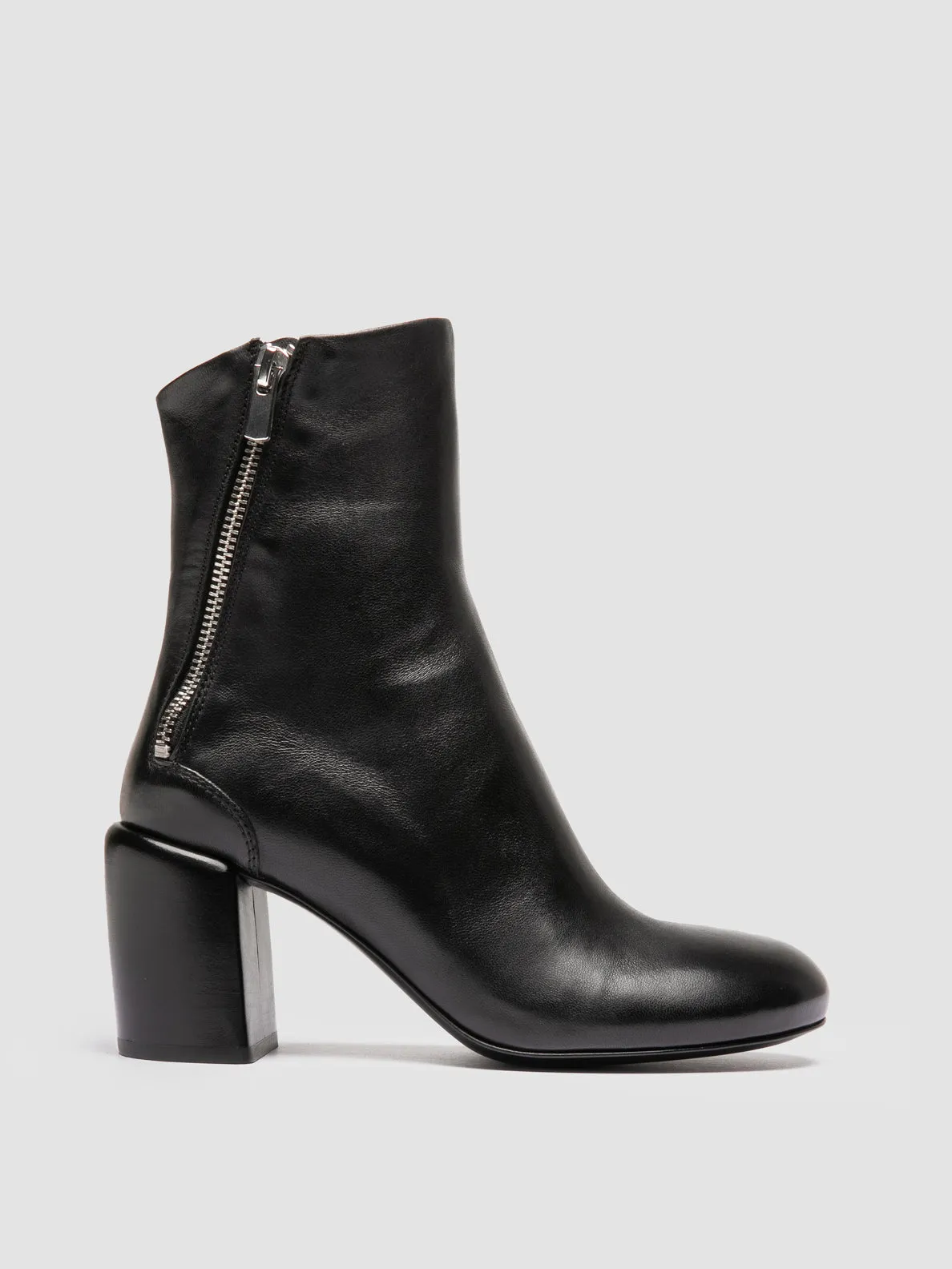 FELICIA 010 - Black Leather Zipped Boots Outdoor Daily