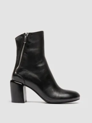 FELICIA 010 - Black Leather Zipped Boots Outdoor Daily