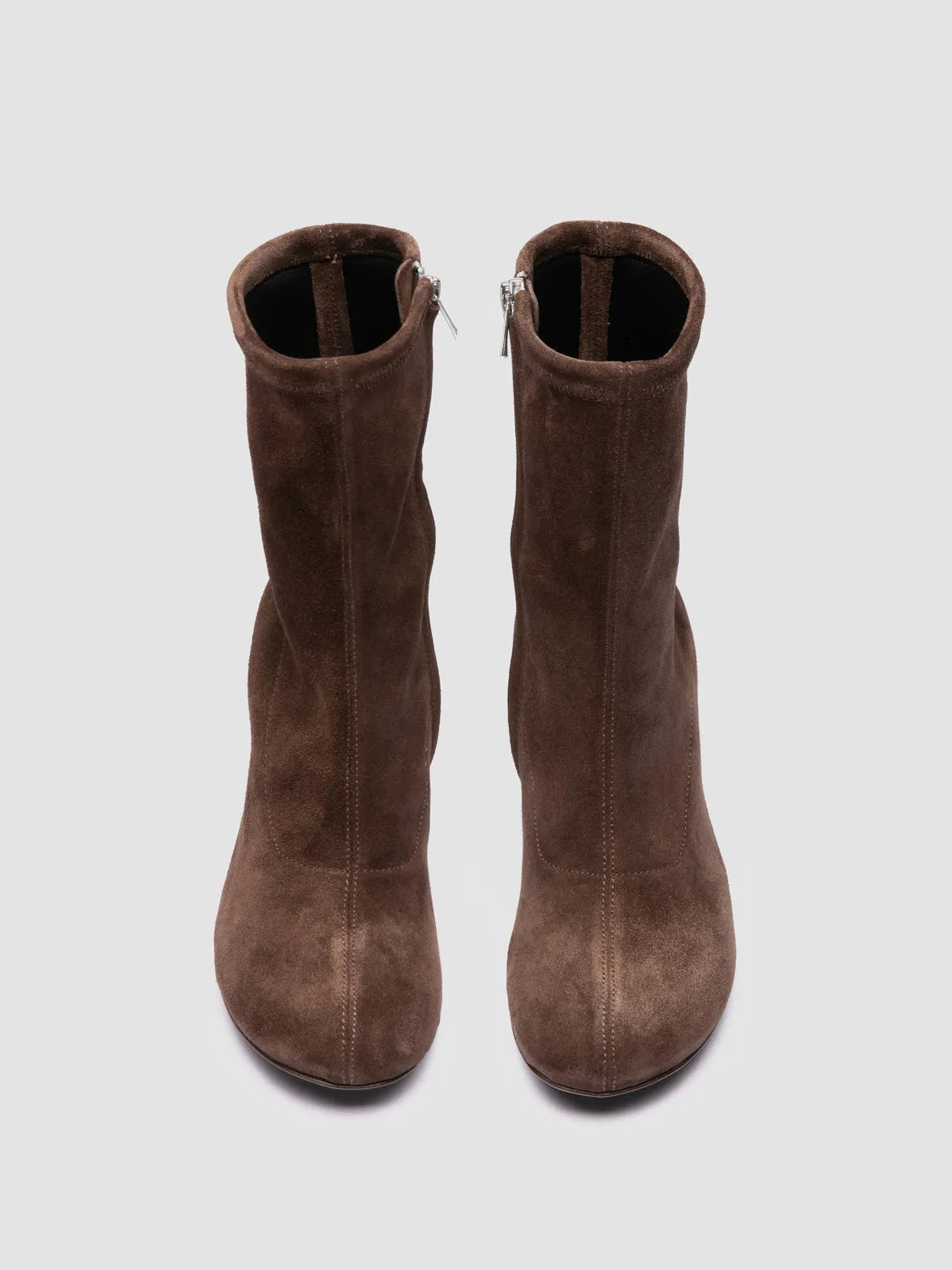Comfortable compression FELICIA 011 - Brown Suede Zipped Boots