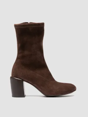 FELICIA 011 - Brown Suede Zipped Boots Waterproof Upper