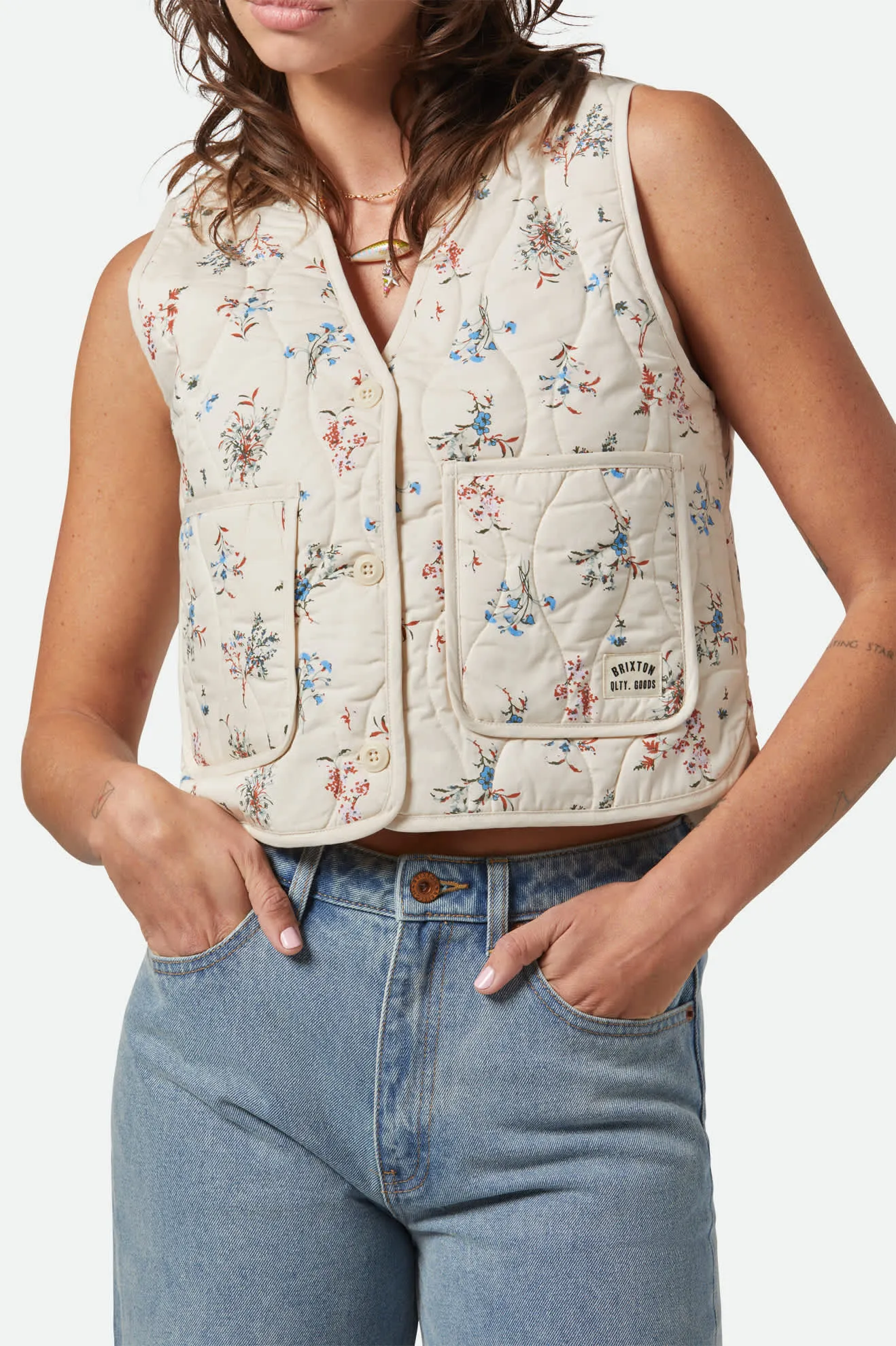 Field Floral Quilted Vest - Whitecap/Hazelnut/Ditsy Floral Anti Slip Shoulder