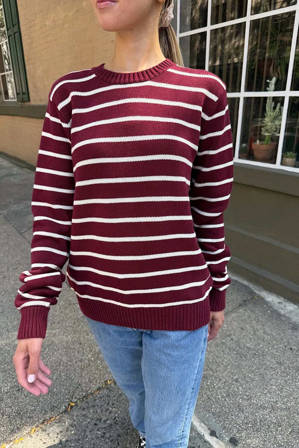 Brianna Thin Stripe Cotton Sweater Chill Vibe