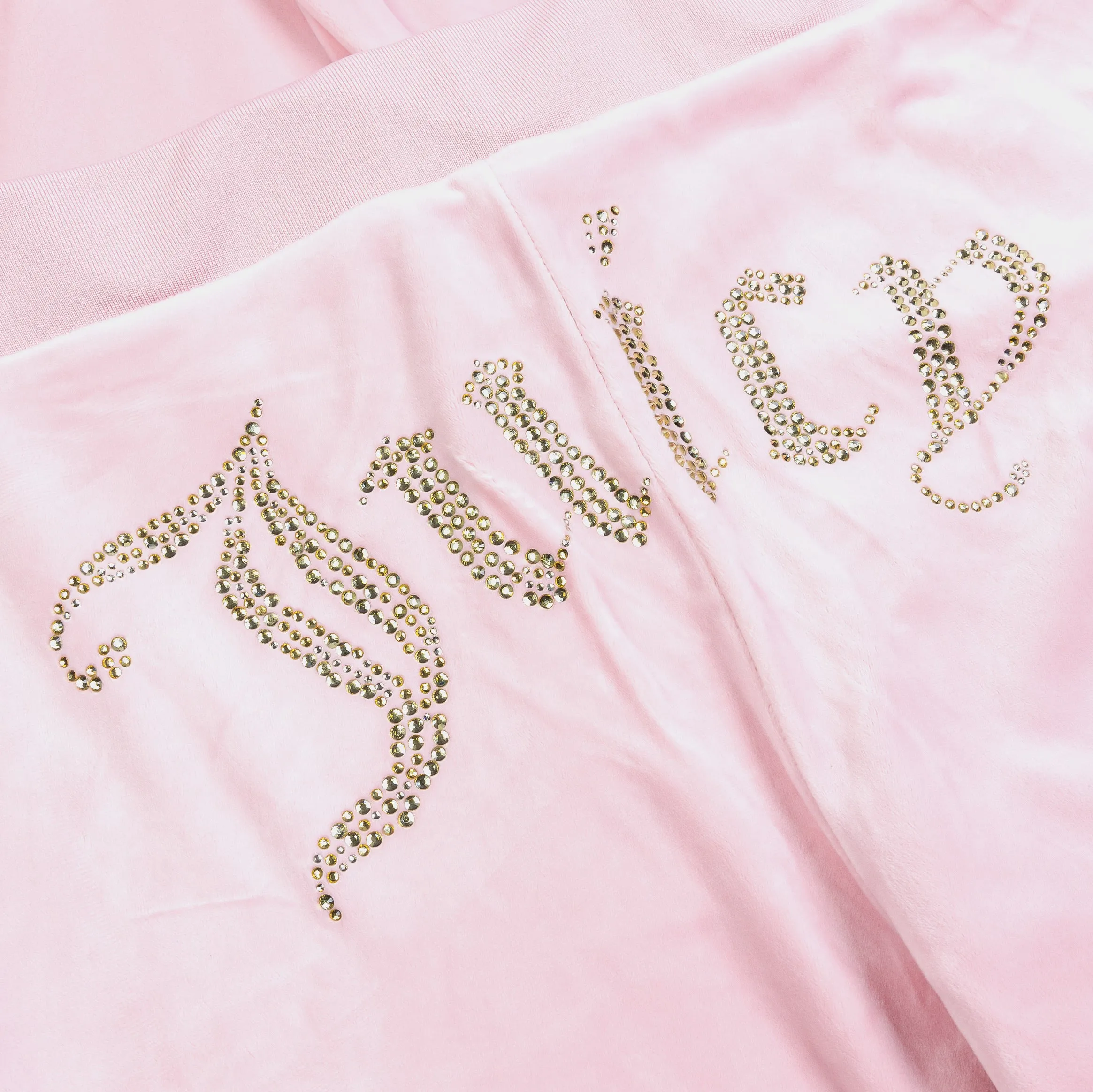 Unrestricted Movement Ventilated Mesh Lining Og Big Bling Velour Womens Track Pants (Pink/Gold)