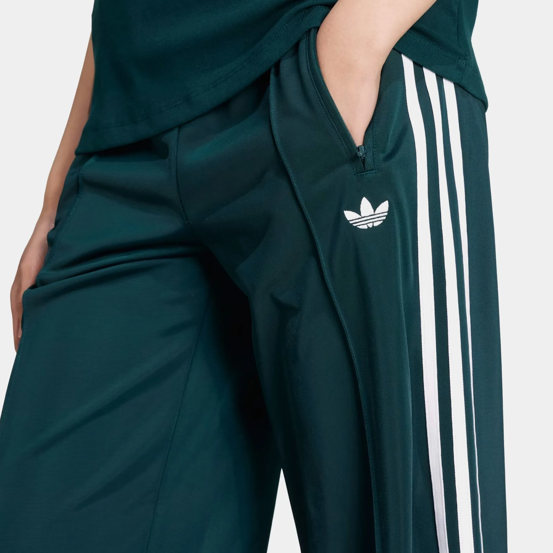 Adicolor Classic Firebird Look Track Womens Pants (Aurura Ivy/White) Office Friendly Frayed hem