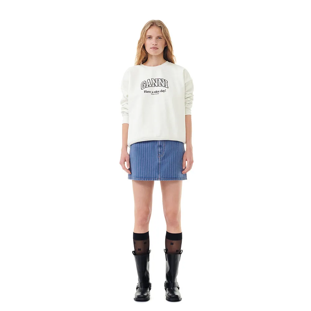 MultiPanelDesign Stripe Overdyed Denim Mini Skirt (Country Blue)