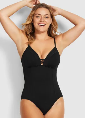 Seafolly Quilted One Piece - Black Water Repellent Coating