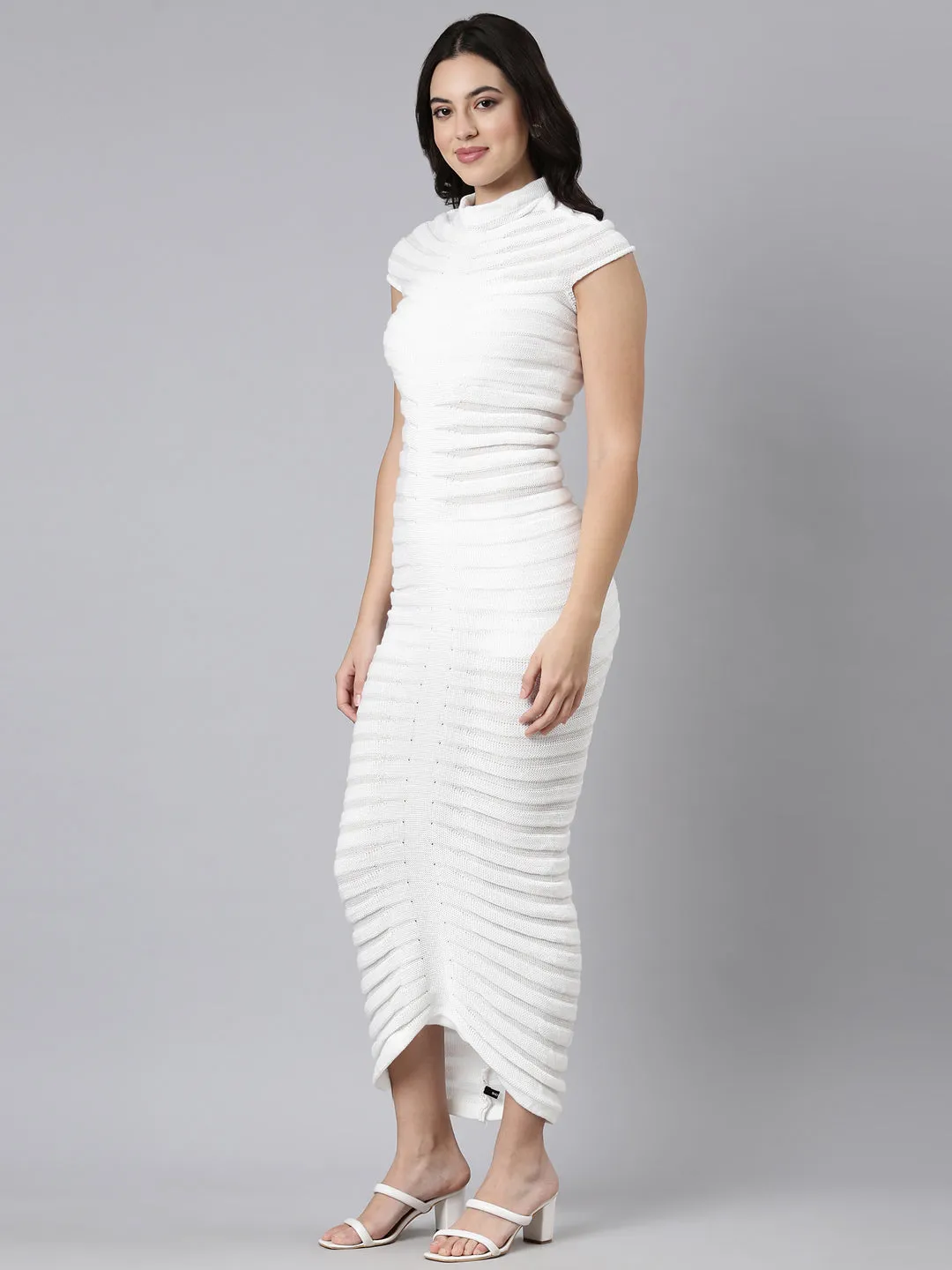 Women's Self Design White Bodycon Dress Urban Edge Style Upgrade