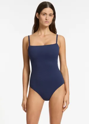 Sustainable Material Comfort Swim Isla Rib Minimal Tank One Piece - Ink