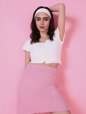 Women's White Crop Top Flexible Neckband Low Impact Manufacturing