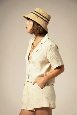 Silky Jacquard Short - Whitecap Floral Jacquard beach volleyball gear