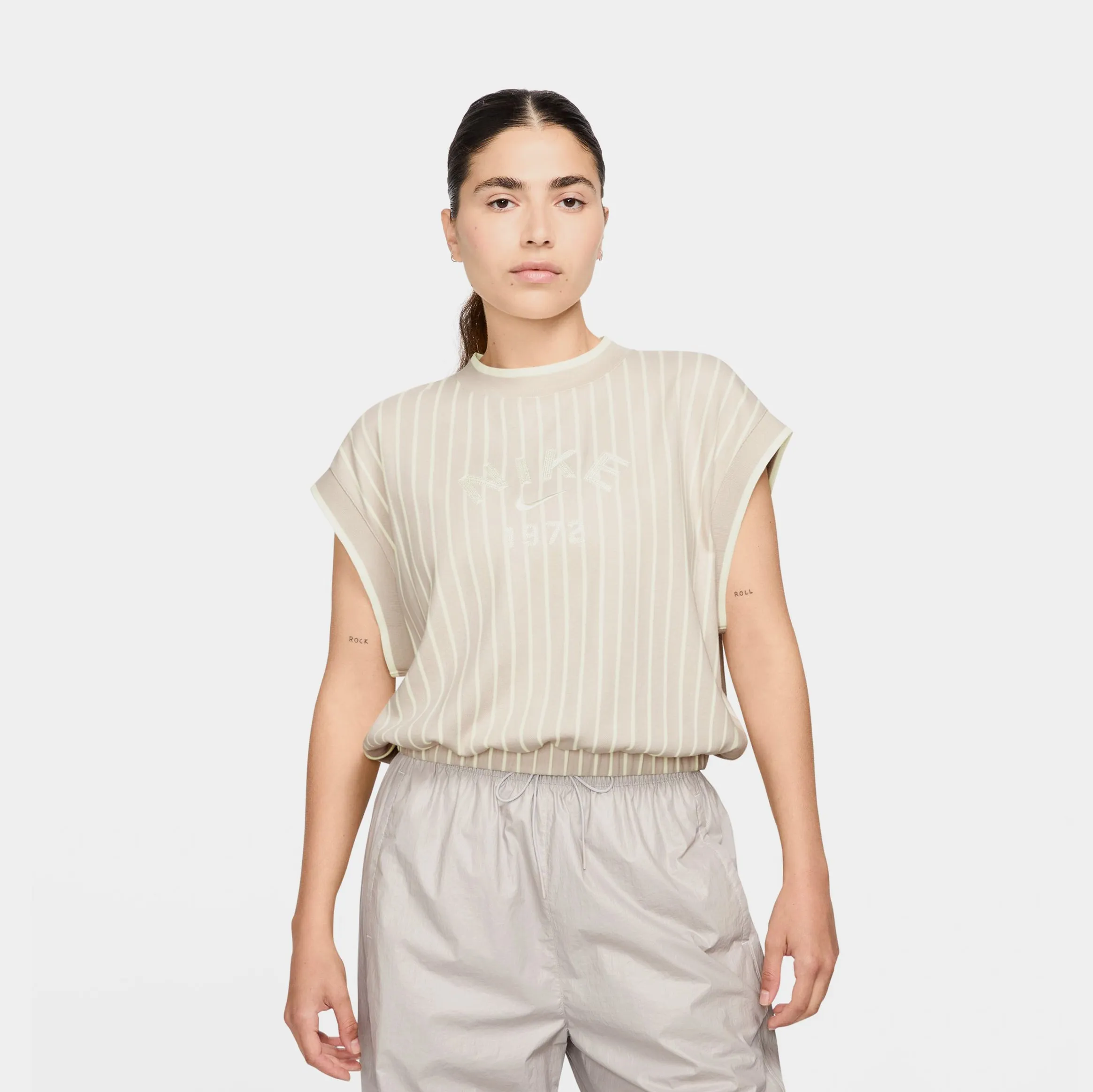 NSW Collection Loose Knit Tank Womens Short Sleeve (Light Orewood Brown/Sail/Barely Volt/White) Casual Trend Coastal Chic