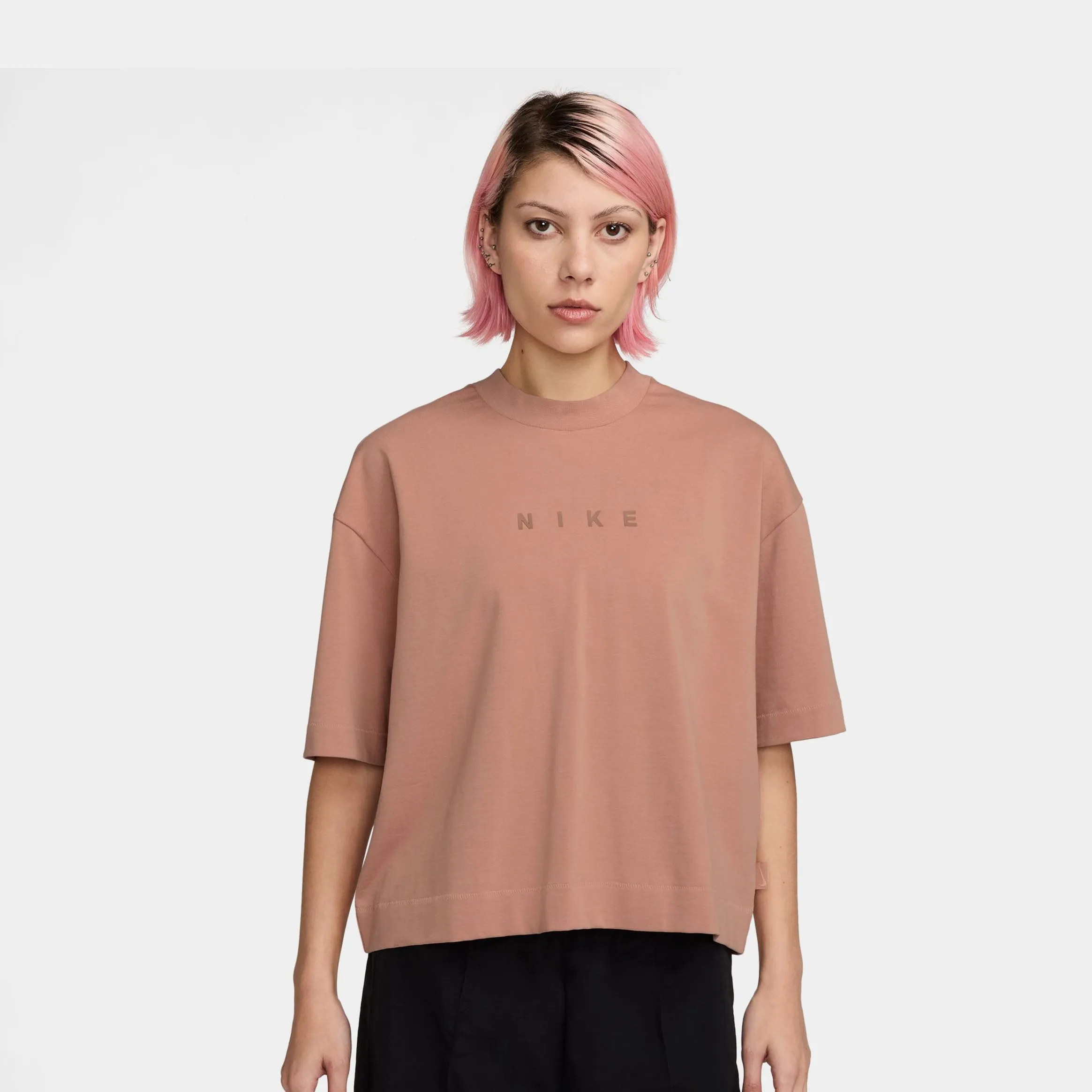 Rush Mode NSW Graphic Boxy Womens Short Sleeve Shirt (Rose Gold)