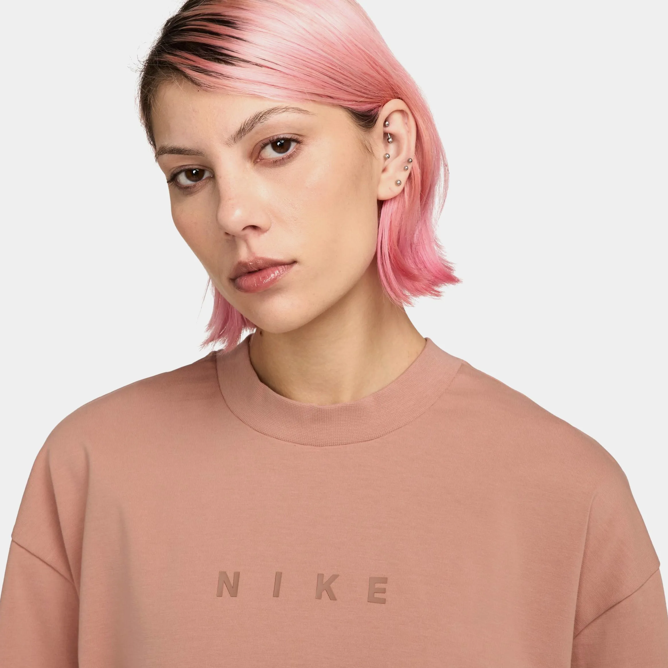 Classic Sweater Professional Clothing NSW Graphic Boxy Womens Short Sleeve Shirt (Rose Gold)