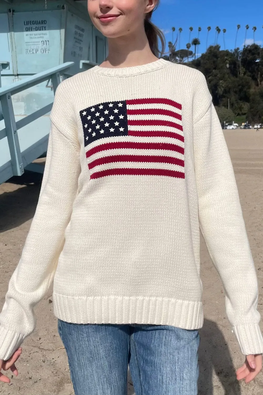 Soft Texture Nico American Flag Sweater
