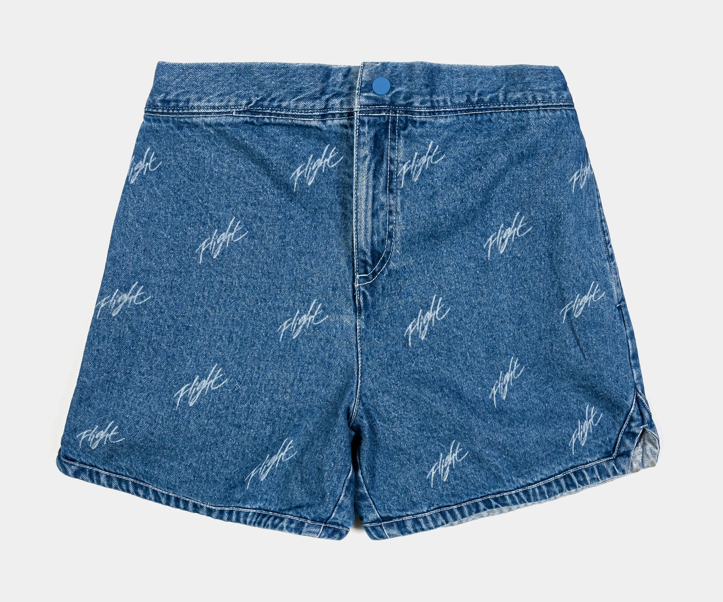 Flight All Over Print Denim Womens Shorts (Blue) Quick Slip