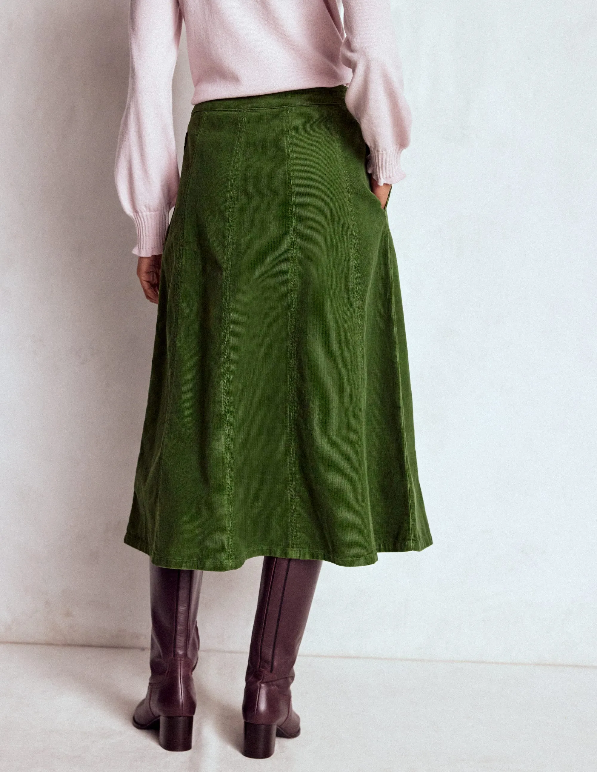 Joy Cord Midi Skirt-Fern Reinforced Seams Playful Vibe