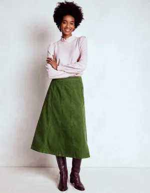 Joy Cord Midi Skirt-Fern Linen Cotton Mix