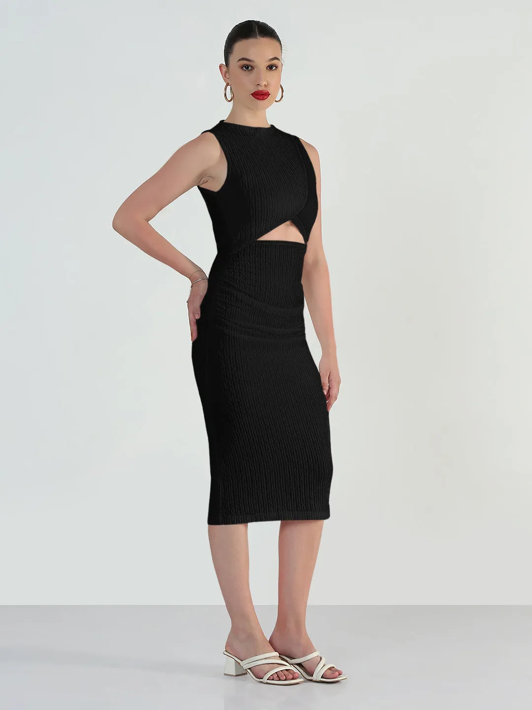 Daytime Mood City Layers Women's Black Bodycon Dress