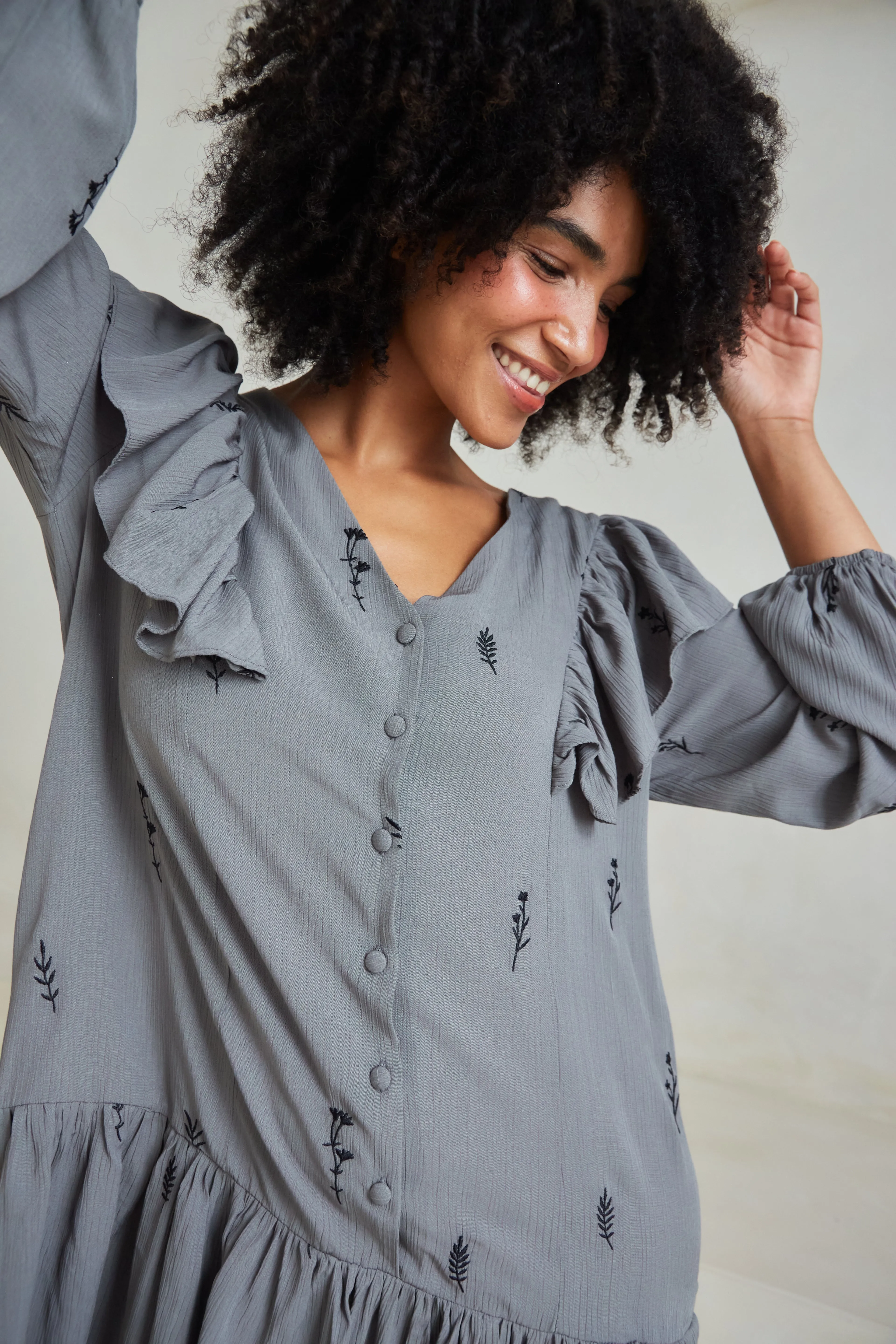 Frankie Floral Embroidered Frill Dress Light Elegance Picture Perfect