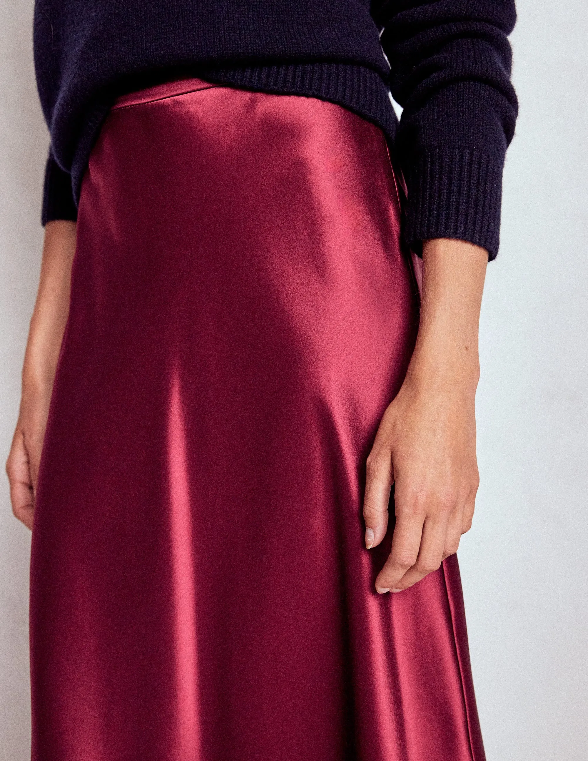 Bias Cut Slip Skirt-Port Light Edge