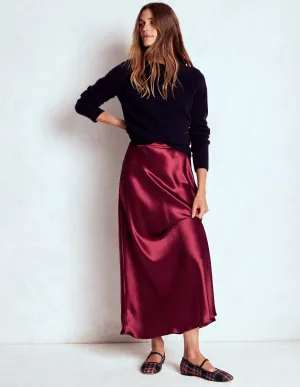 Bias Cut Slip Skirt-Port Monochrome Outfit Vibe Shot