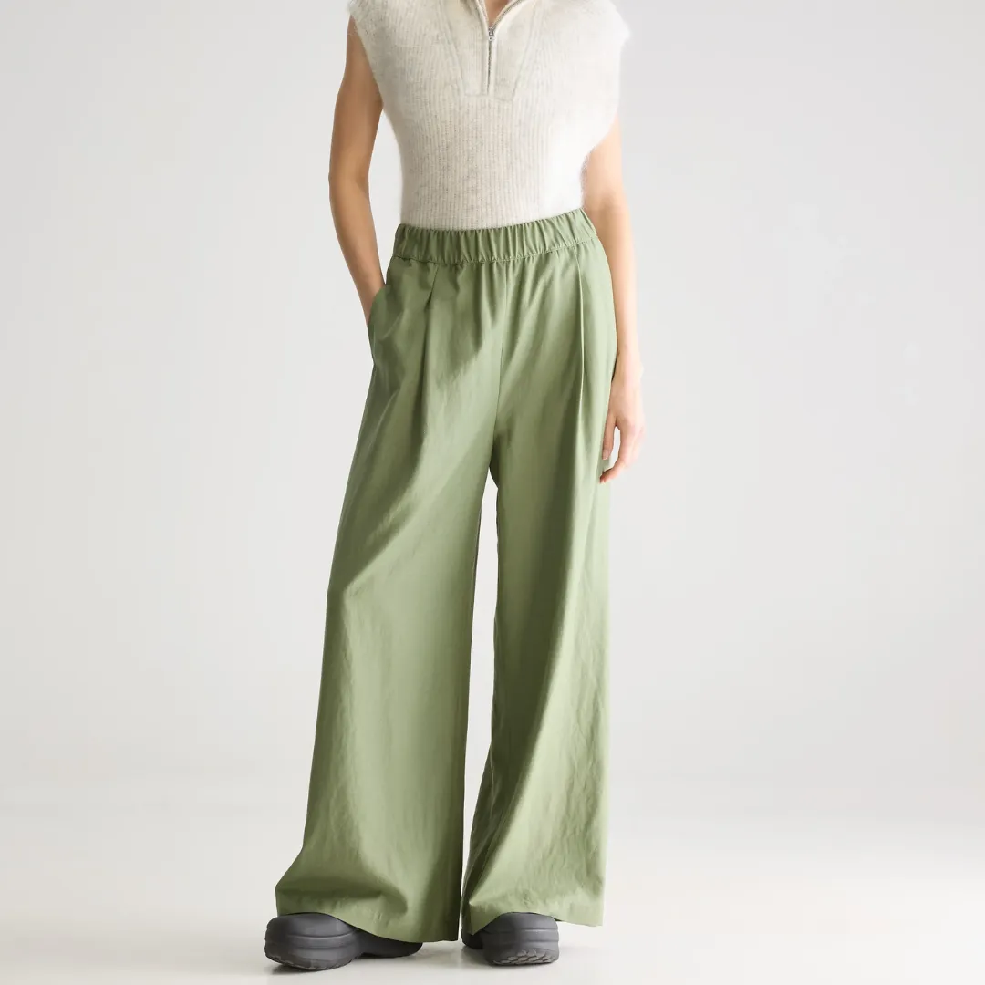 Eco Friendly Dyeing Vezza Wide Trousers (Jeep)