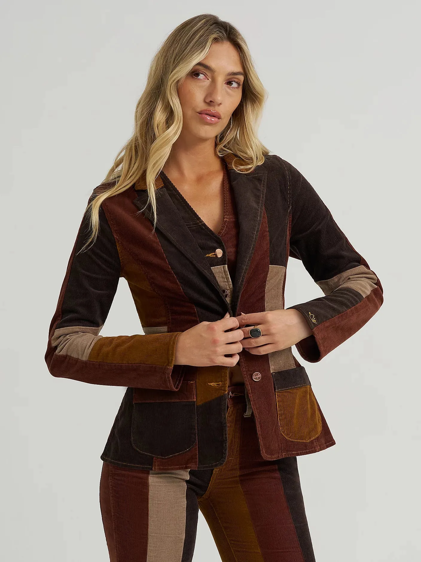 Wrangler X Lainey Wilson Patchwork Corduroy Blazer FlexibleHoodDesign Chill Commute Fit