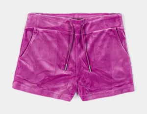 Simple Waist Flexible Gusset Design OG Bling Velour Womens Shorts (Purple)