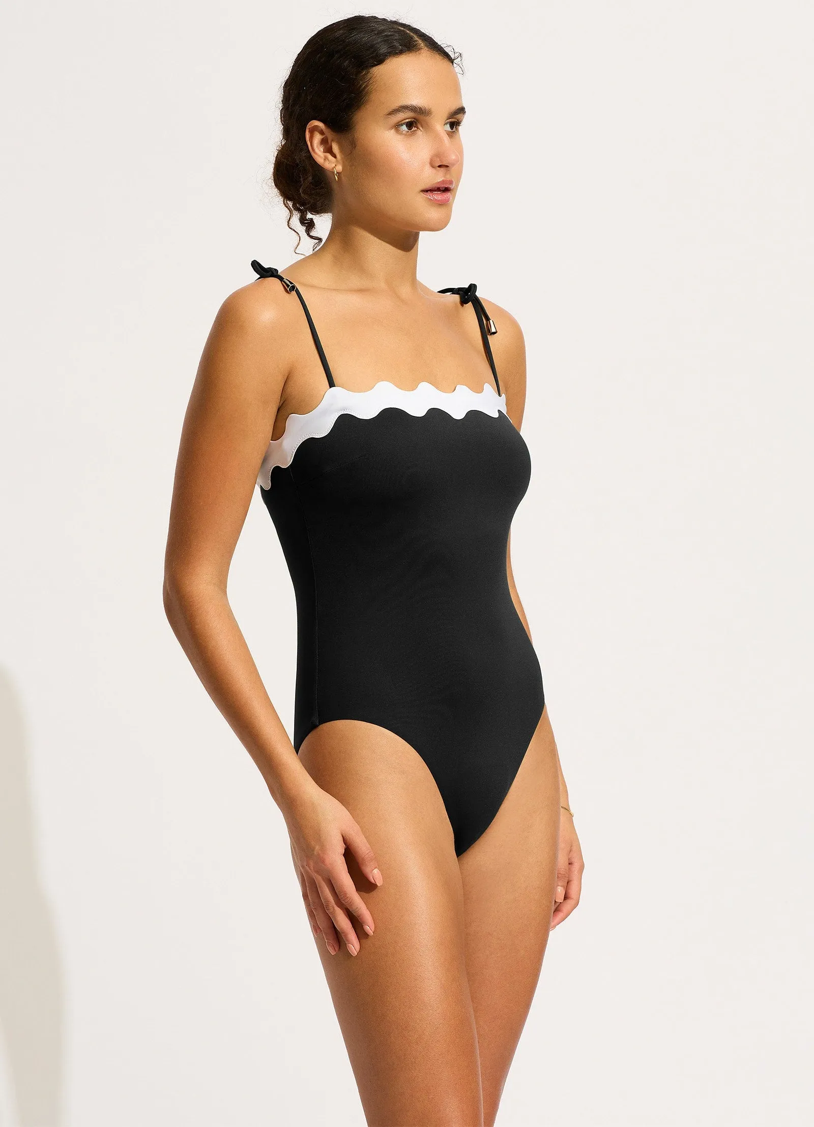 Gia Ric Rac Bandeau One Piece  - Black Glow In Dark Accents