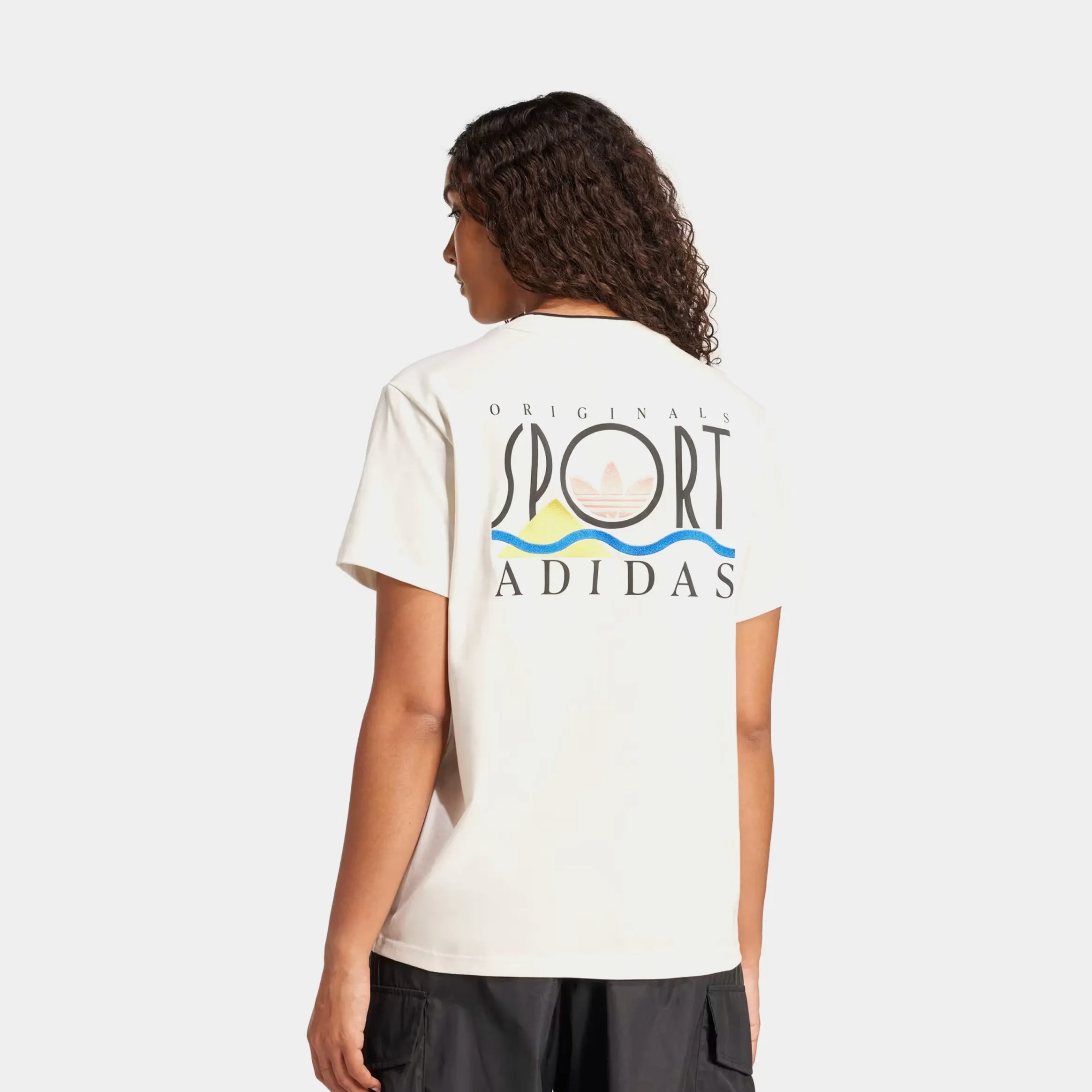 Graphic Sports 3 Stripes Womens Short Sleeve Shirt (Cloud White) 4Way Stretch