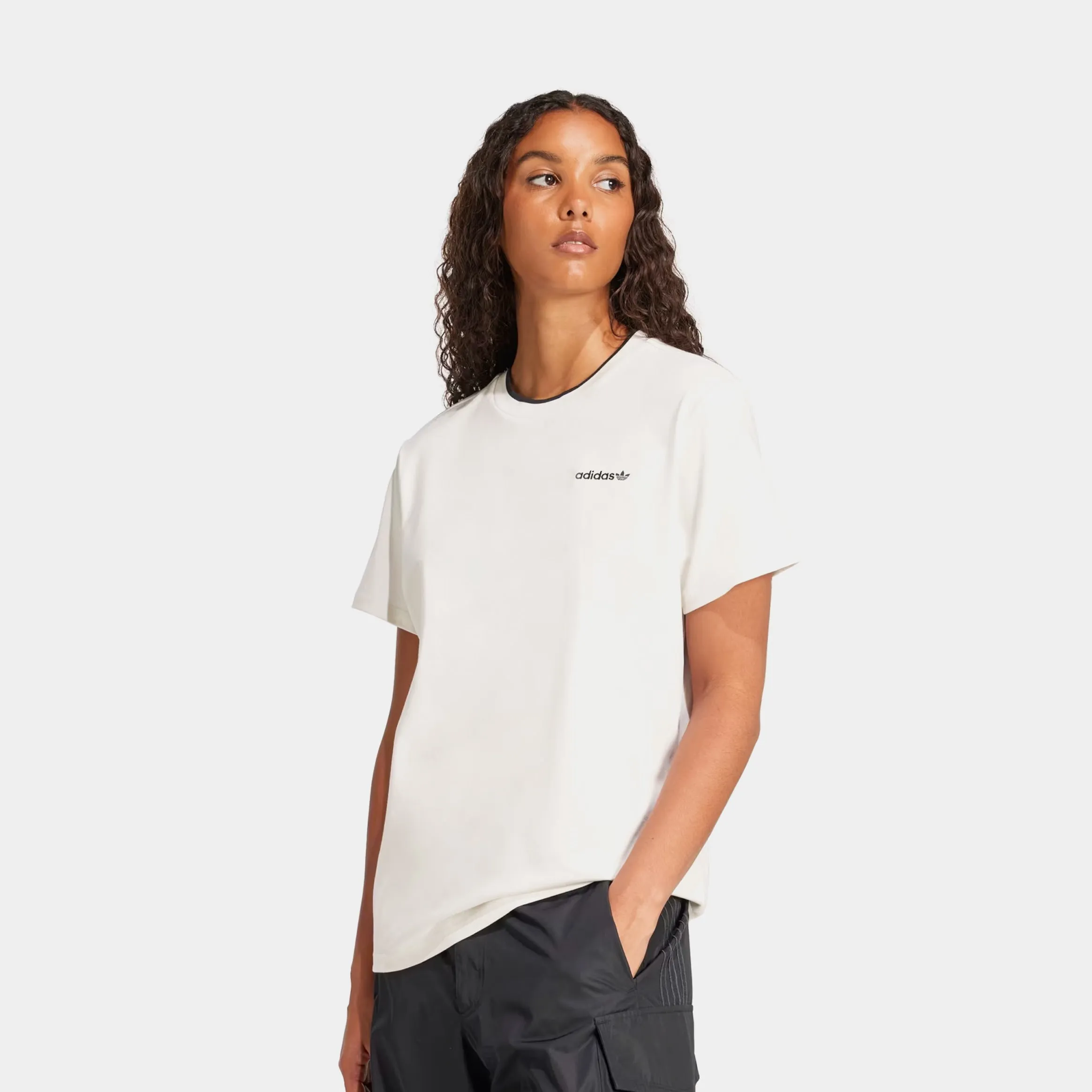 Graphic Sports 3 Stripes Womens Short Sleeve Shirt (Cloud White) SmoothInnerLining warm glow