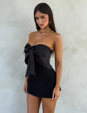 GROVE MINI DRESS - BLACK Flowy-Shape Soft and Light