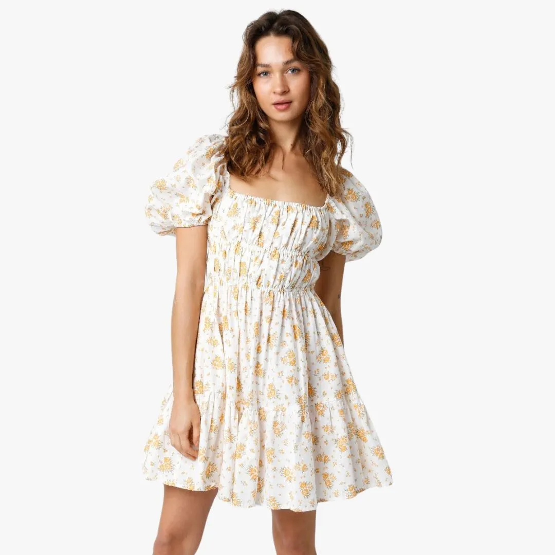 Hadley Dress (White Marigold) Pop Texture