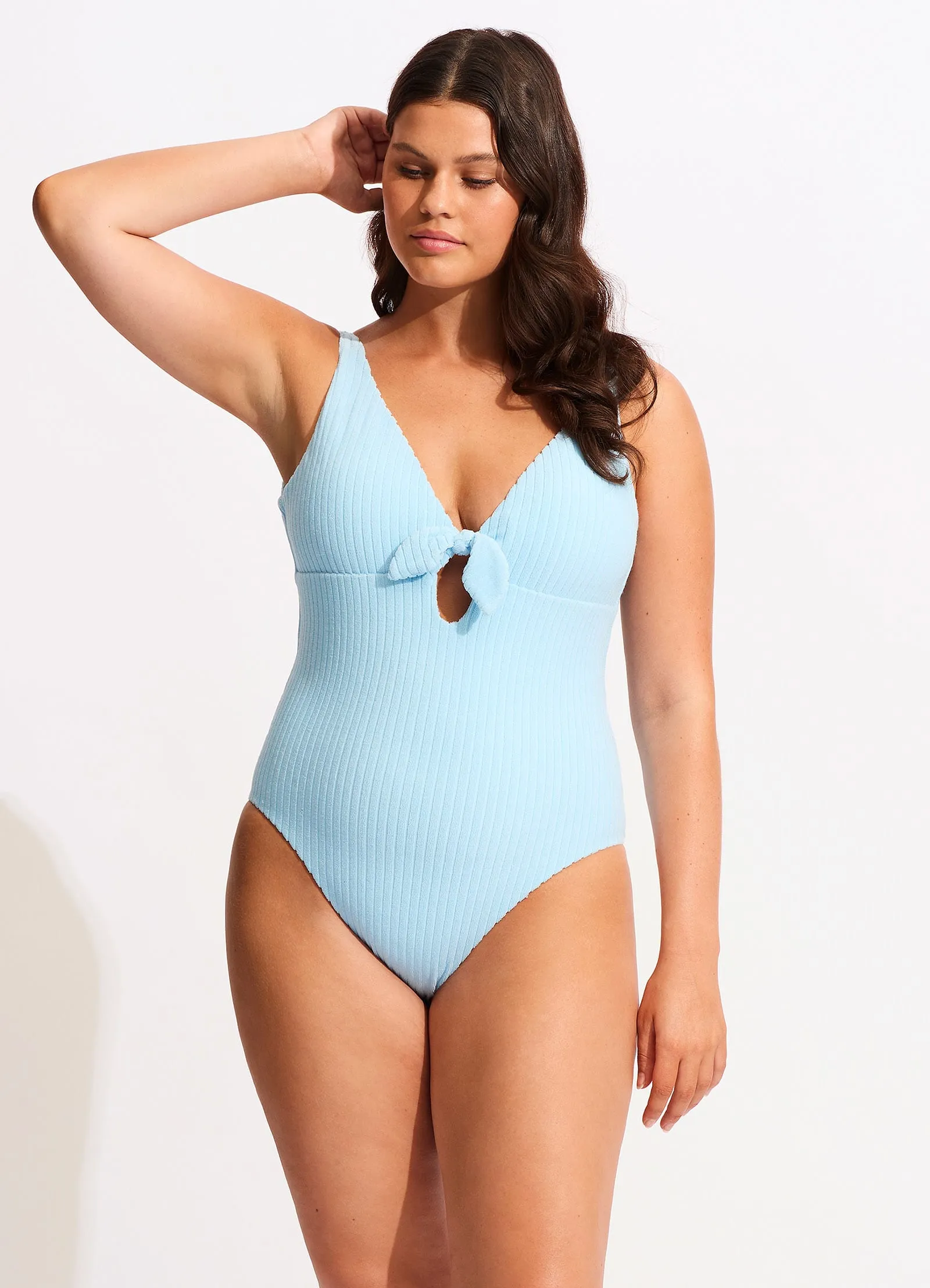 Havana Deep V One Piece - Powder Blue Saltwater Safe