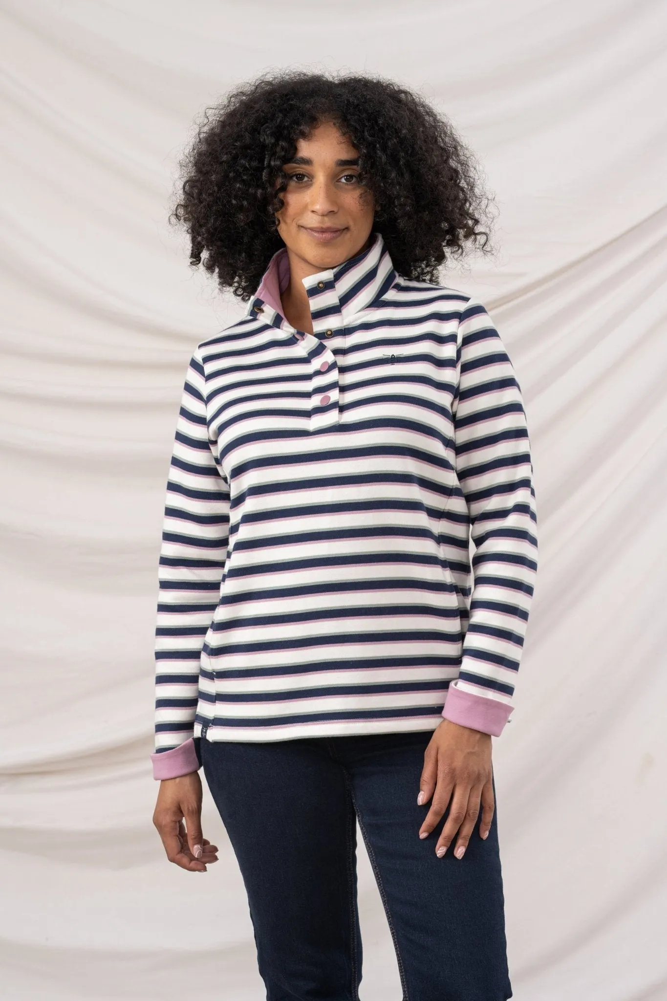 Haven Jersey - Navy Sage Rose Stripe product fluffy softness