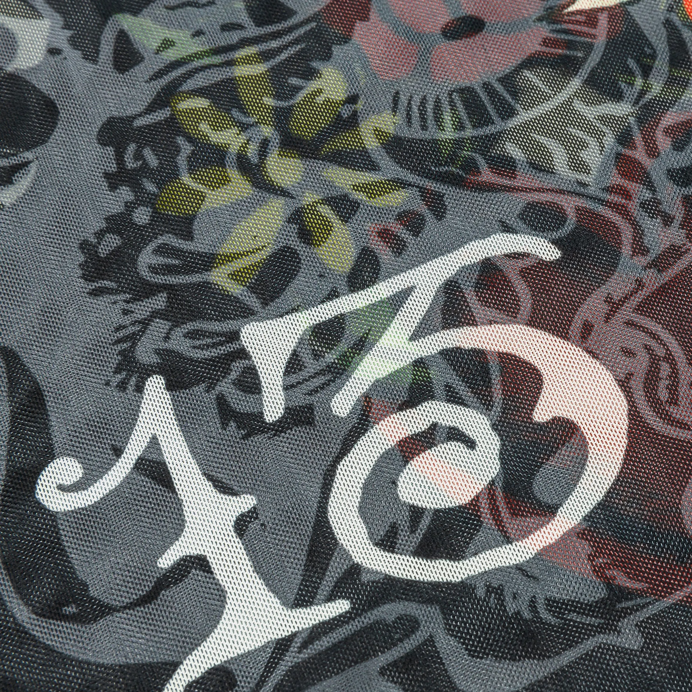 Heart Tiger Mesh Baby Tee Womens Short Sleeve Shirt (Black/Red) Soft Motion