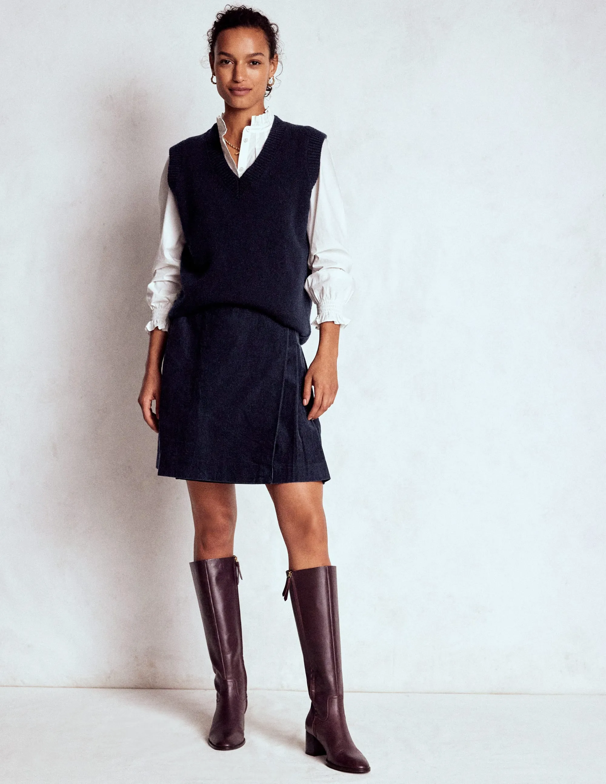 Helen Cord Kilt Skirt-Navy Festival Outfit