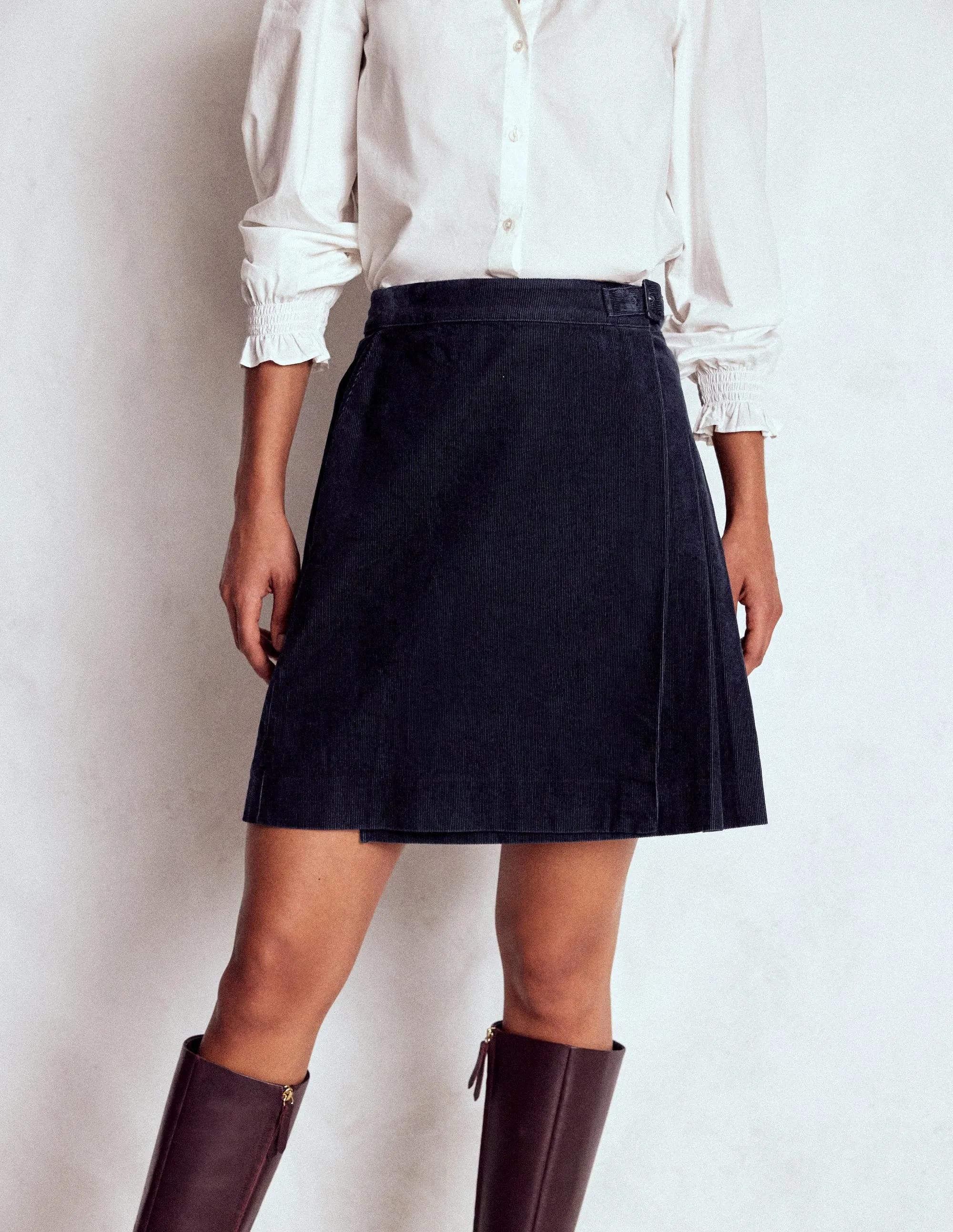 Helen Cord Kilt Skirt-Navy Thermal Regulating