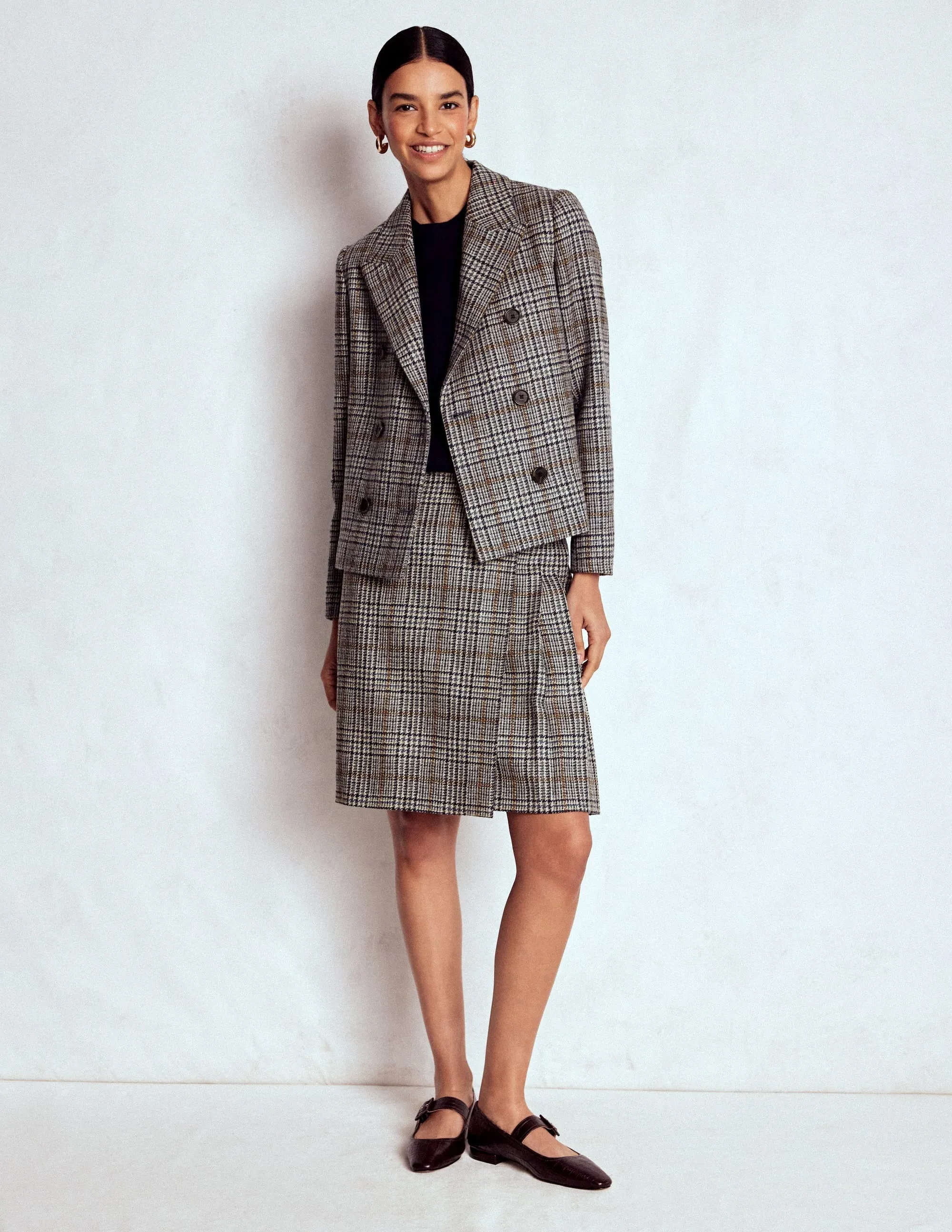 Helen Wool Kilt Skirt-Blue and Grey Prince of Wales Casual Comfort Stylish Finish