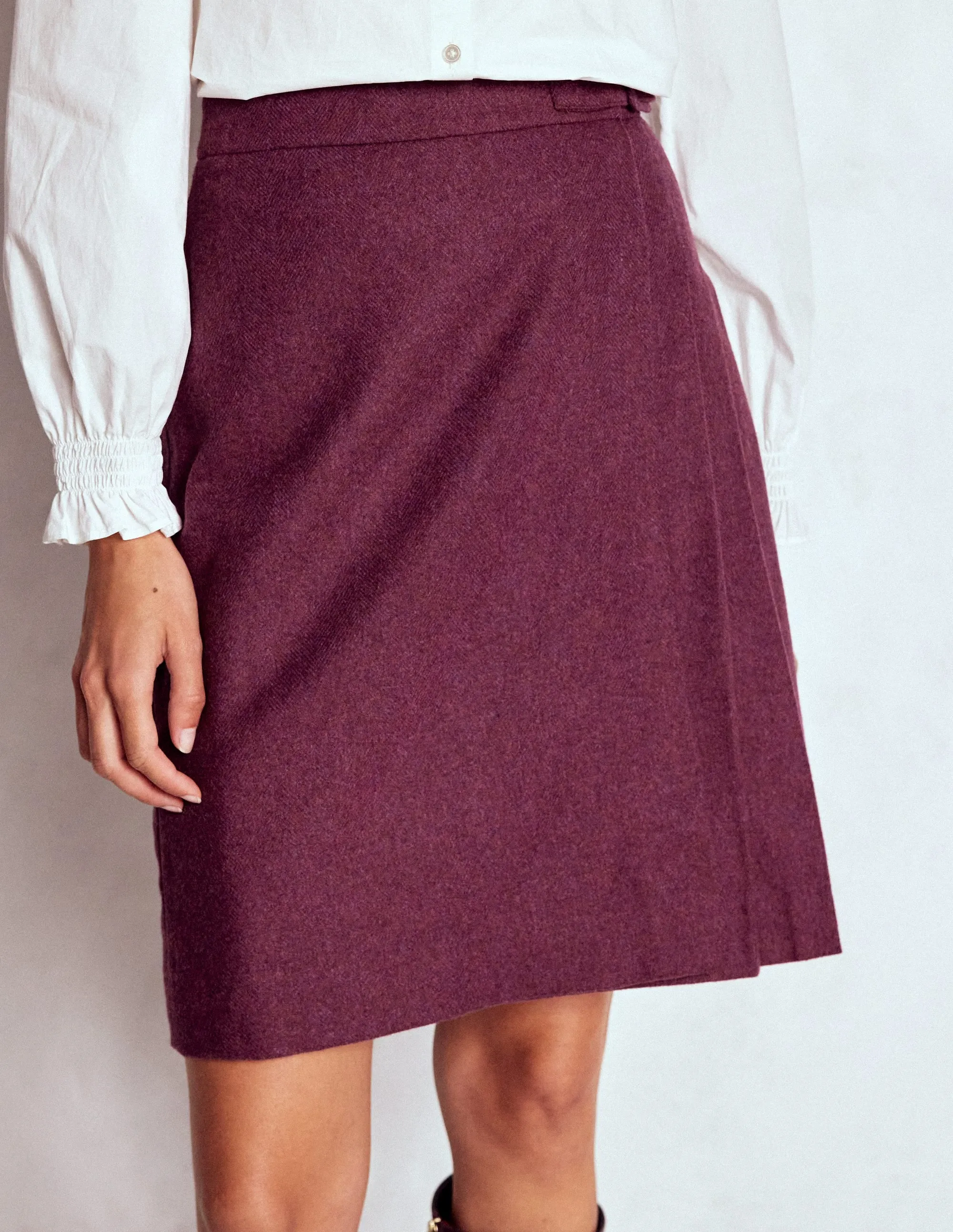 Helen Wool Kilt Skirt-Maroon and Purple Herringbone Mix Separates Maxi length