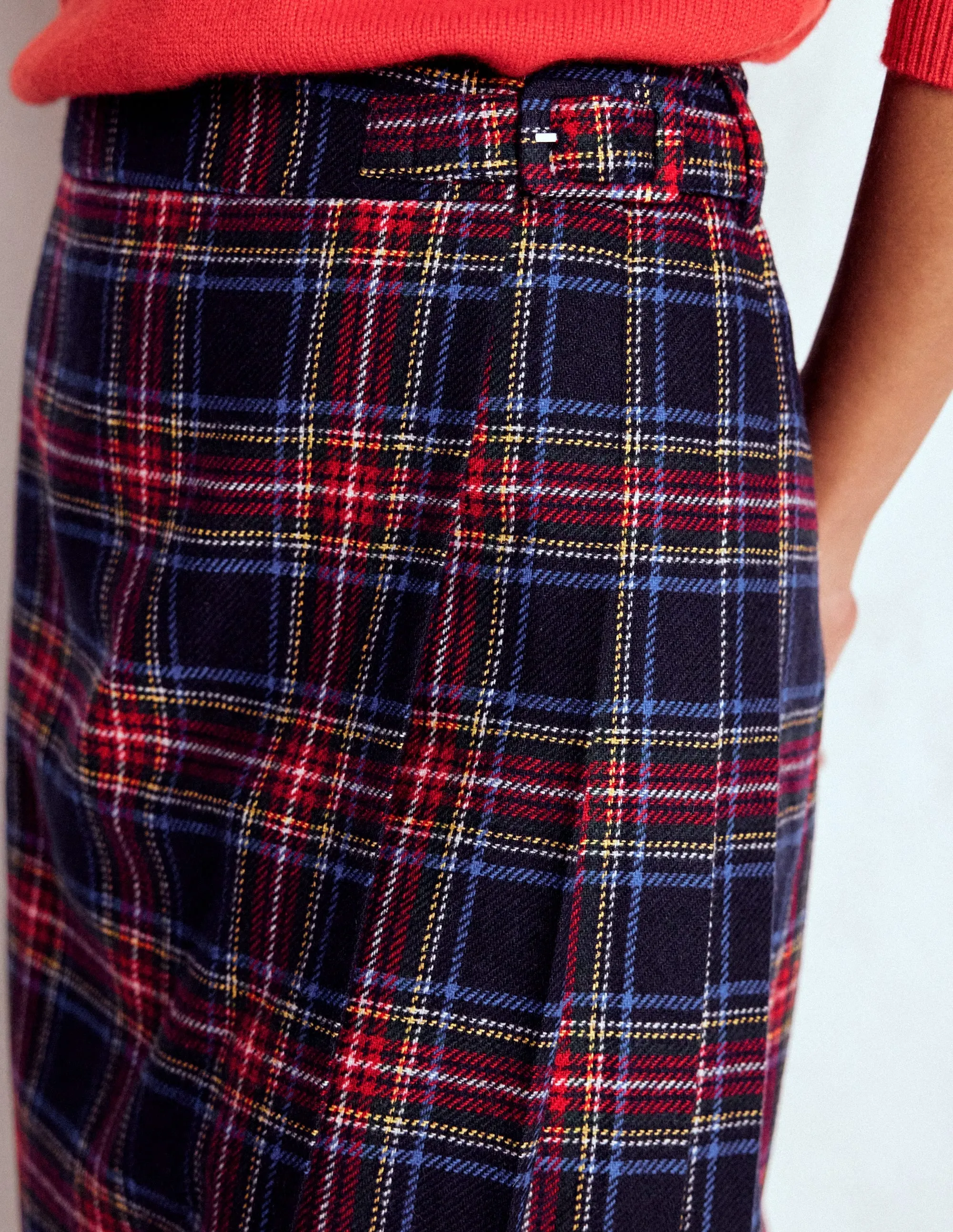 Helen Wool Kilt Skirt-Navy, Green and Red Check Travel Vibes