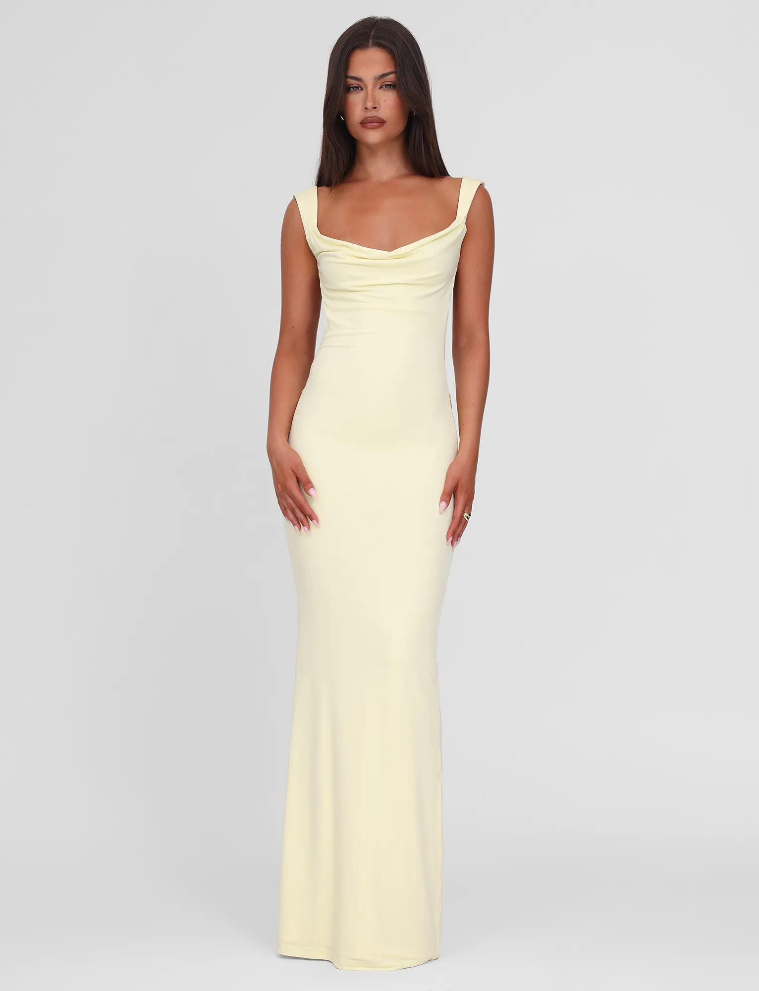 Sleek Draping ZITA MAXI DRESS - LEMON